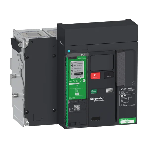 Disjoncteur MasterPacT MTZ1 630A H2 4P 50KA MicroLogic 5.0X motorisé 24VCC Débrochable sans châssis