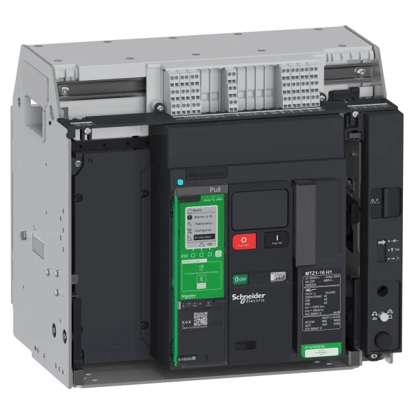 Disjoncteur MasterPacT MTZ1 1000A 10H1 4P 42KA MicroLogic 7.0X MX230V Débrochable avec châssis, verrou manuel RAC AV/AV