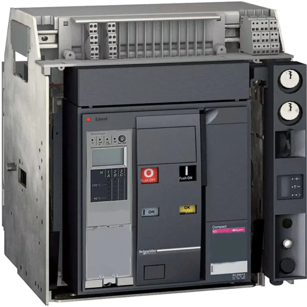 Disjoncteur ComPacT NS1600H 3P 70KA 1600A MicroLogic 5.0 MOT 24CC Débrochable avec châssis verrou RAC AR V/V