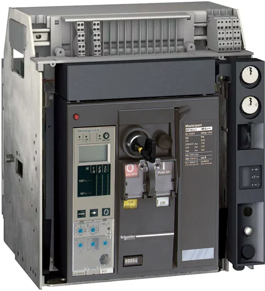 Disjoncteur MasterPacT NT 1600A 16H1 3P 42KA MicroLogic 5.0P MANU Débrochable avec châssis verrou RAC AR V/V